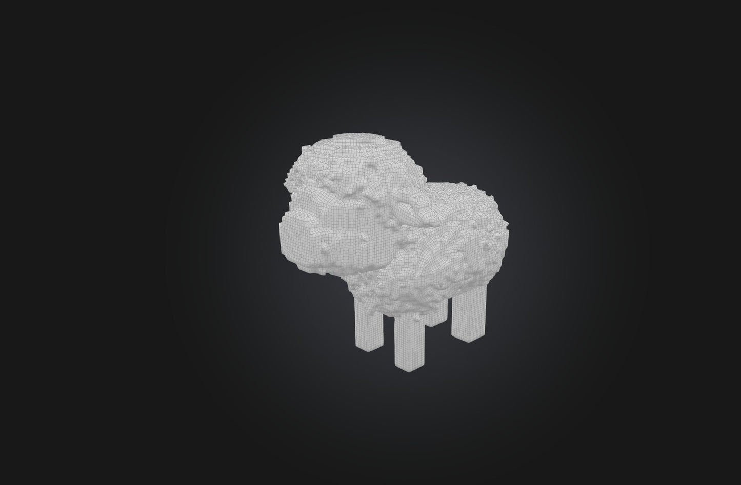 3D model Voxel Sheep VR / AR / low-poly