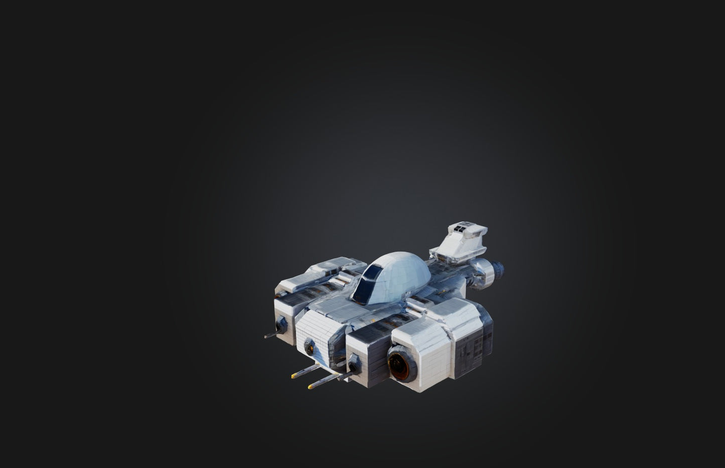 3D model Voxel Spaceship VR / AR / low-poly