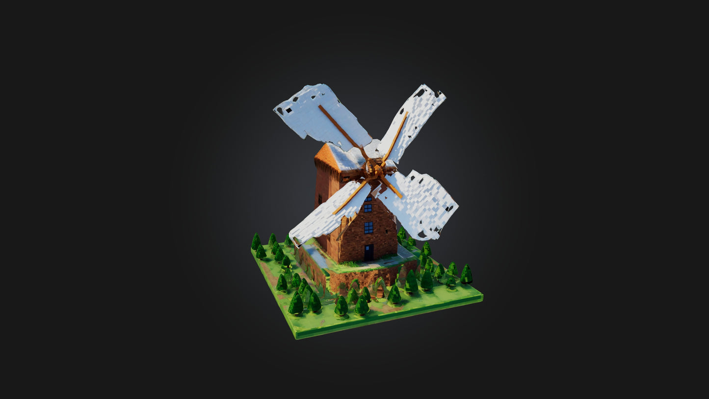 3D model Voxel Windmill VR / AR / low-poly