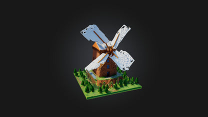 3D model Voxel Windmill VR / AR / low-poly
