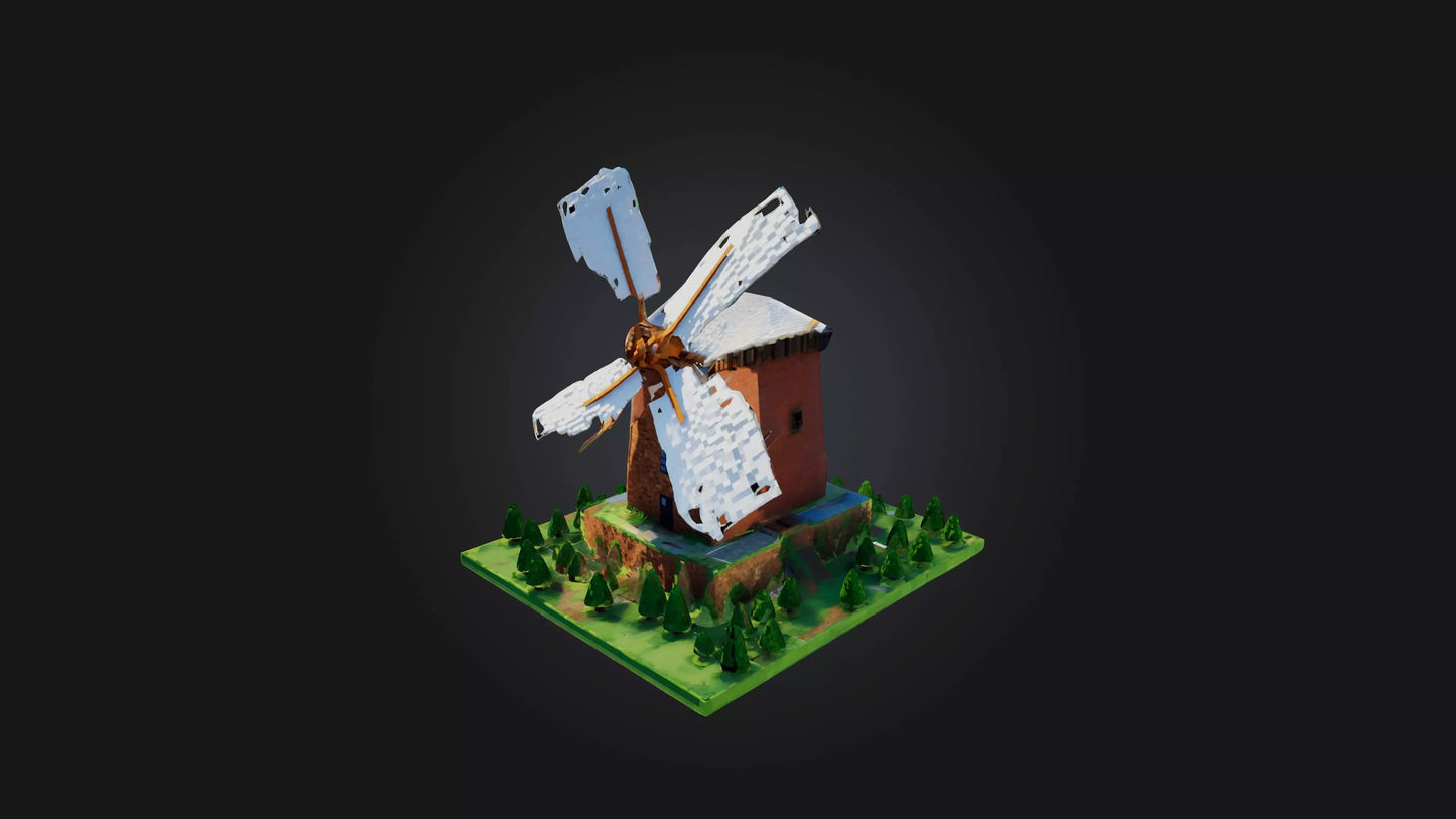 3D model Voxel Windmill VR / AR / low-poly