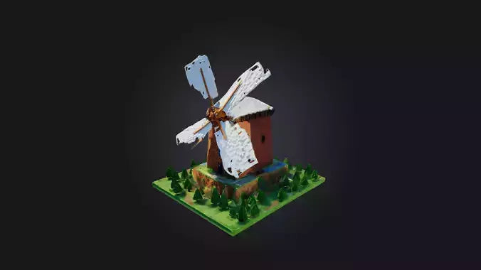 3D model Voxel Windmill VR / AR / low-poly