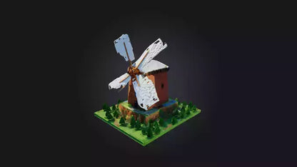 3D model Voxel Windmill VR / AR / low-poly