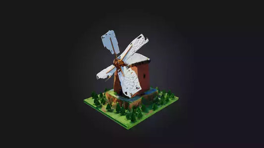 3D model Voxel Windmill VR / AR / low-poly