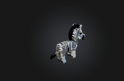 3D model Voxel Zebra VR / AR / low-poly