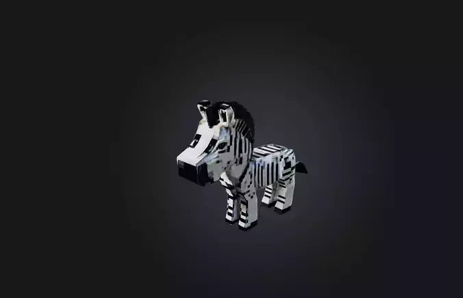 3D model Voxel Zebra VR / AR / low-poly
