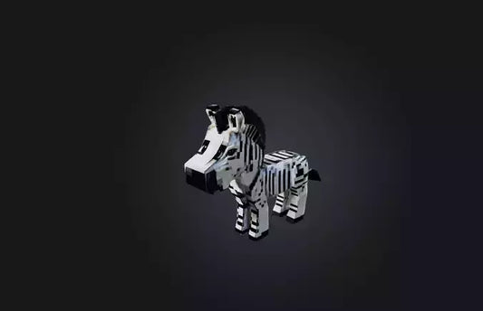 3D model Voxel Zebra VR / AR / low-poly