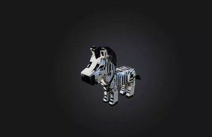 3D model Voxel Zebra VR / AR / low-poly
