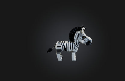 3D model Voxel Zebra VR / AR / low-poly