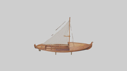 3D model Wooden Boat VR / AR / low-poly
