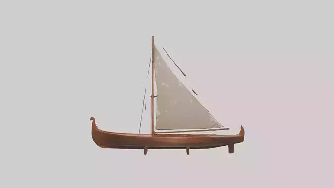3D model Wooden Boat VR / AR / low-poly