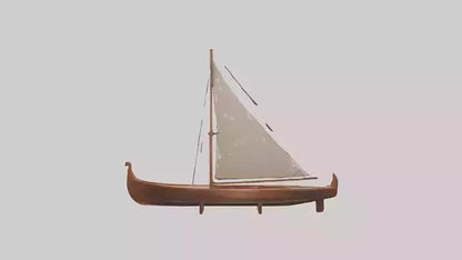 3D model Wooden Boat VR / AR / low-poly