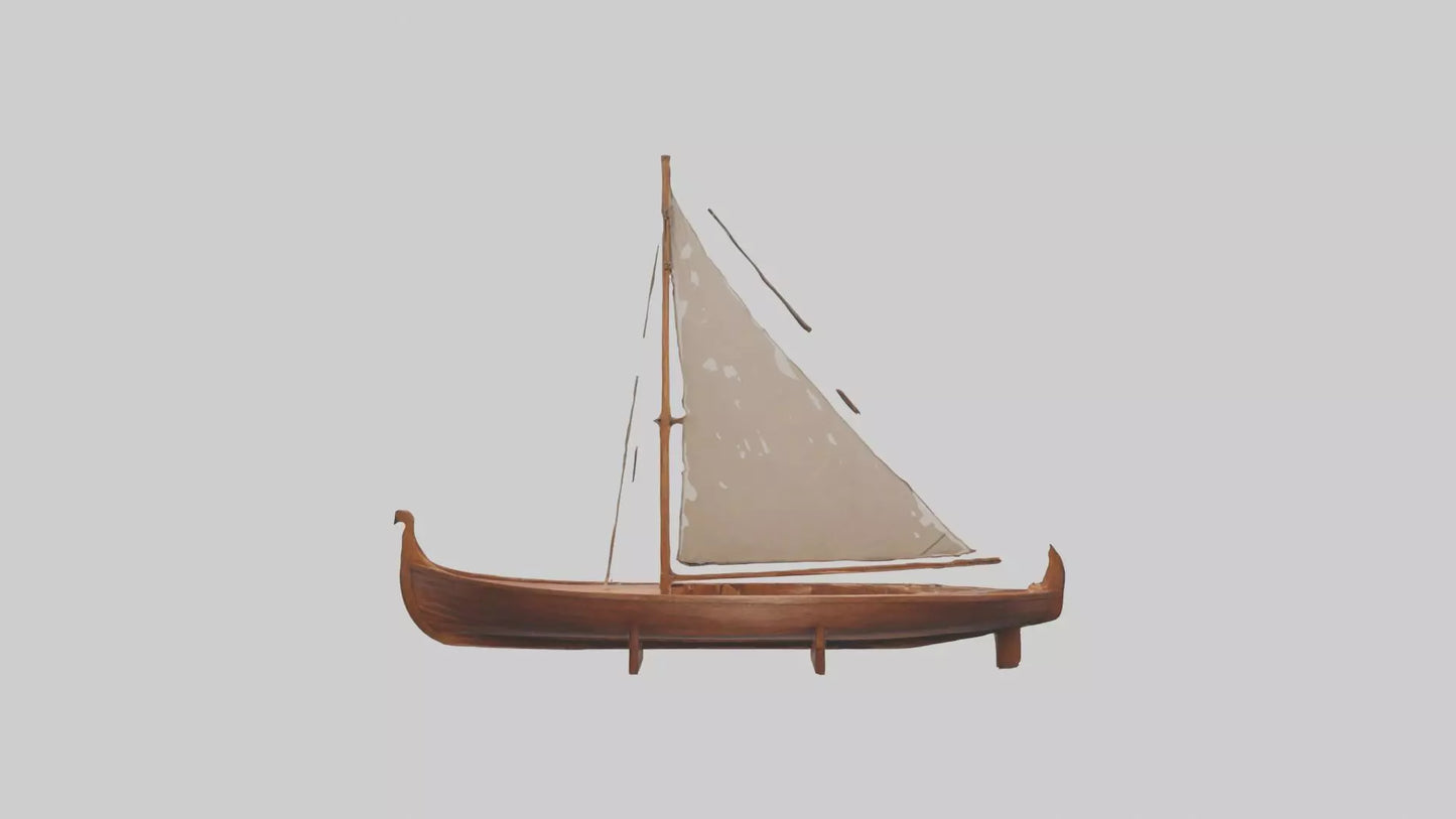 3D model Wooden Boat VR / AR / low-poly