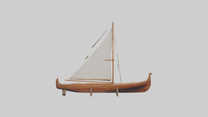 3D model Wooden Boat VR / AR / low-poly