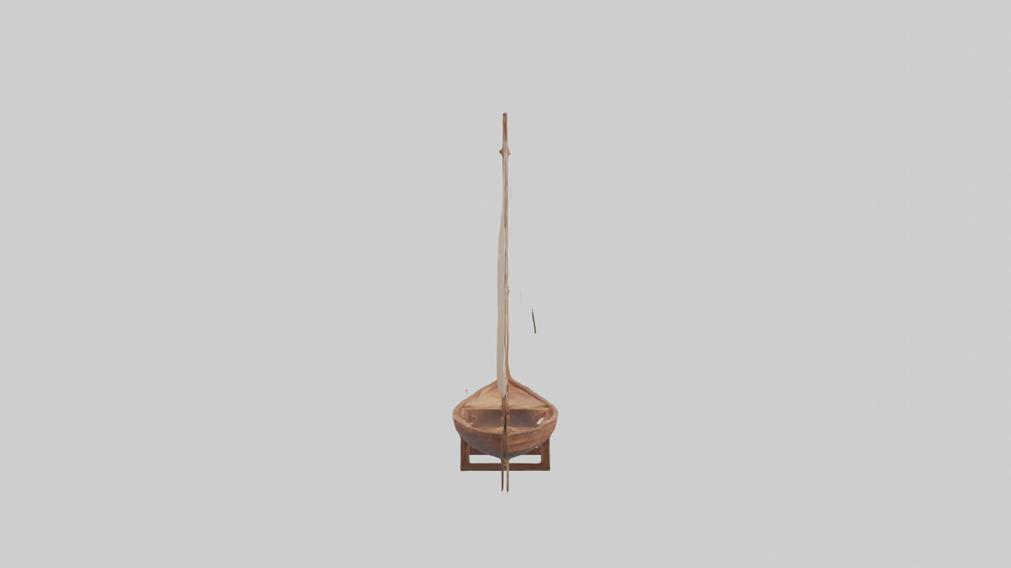 3D model Wooden Boat VR / AR / low-poly
