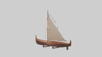 3D model Wooden Boat VR / AR / low-poly