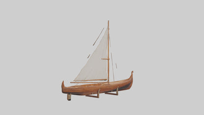 3D model Wooden Boat VR / AR / low-poly