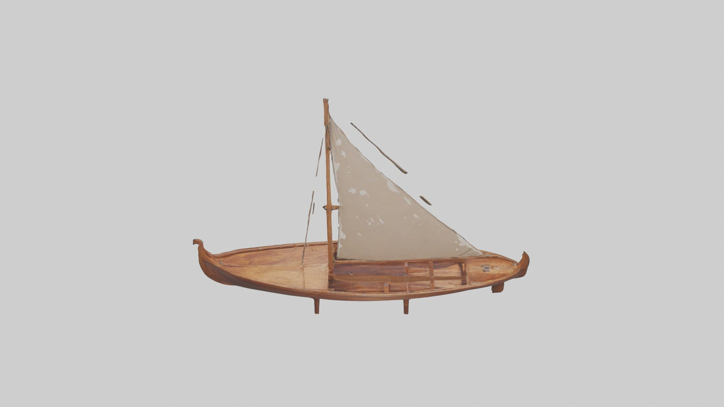 3D model Wooden Boat VR / AR / low-poly