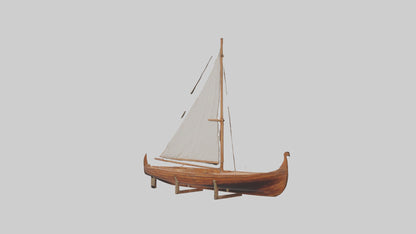3D model Wooden Boat VR / AR / low-poly