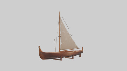3D model Wooden Boat VR / AR / low-poly
