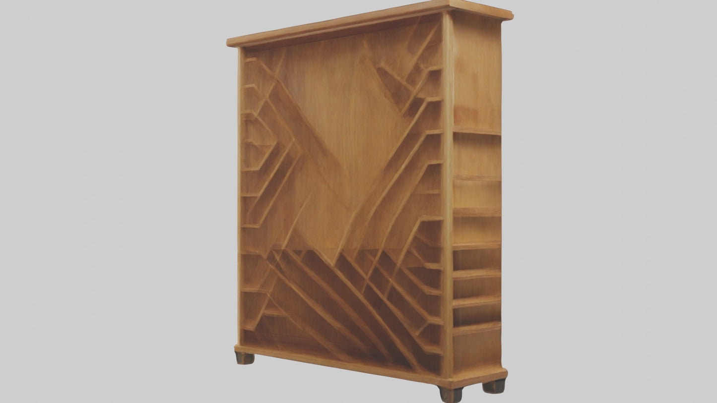 3D model Wooden bookshelf VR / AR / low-poly