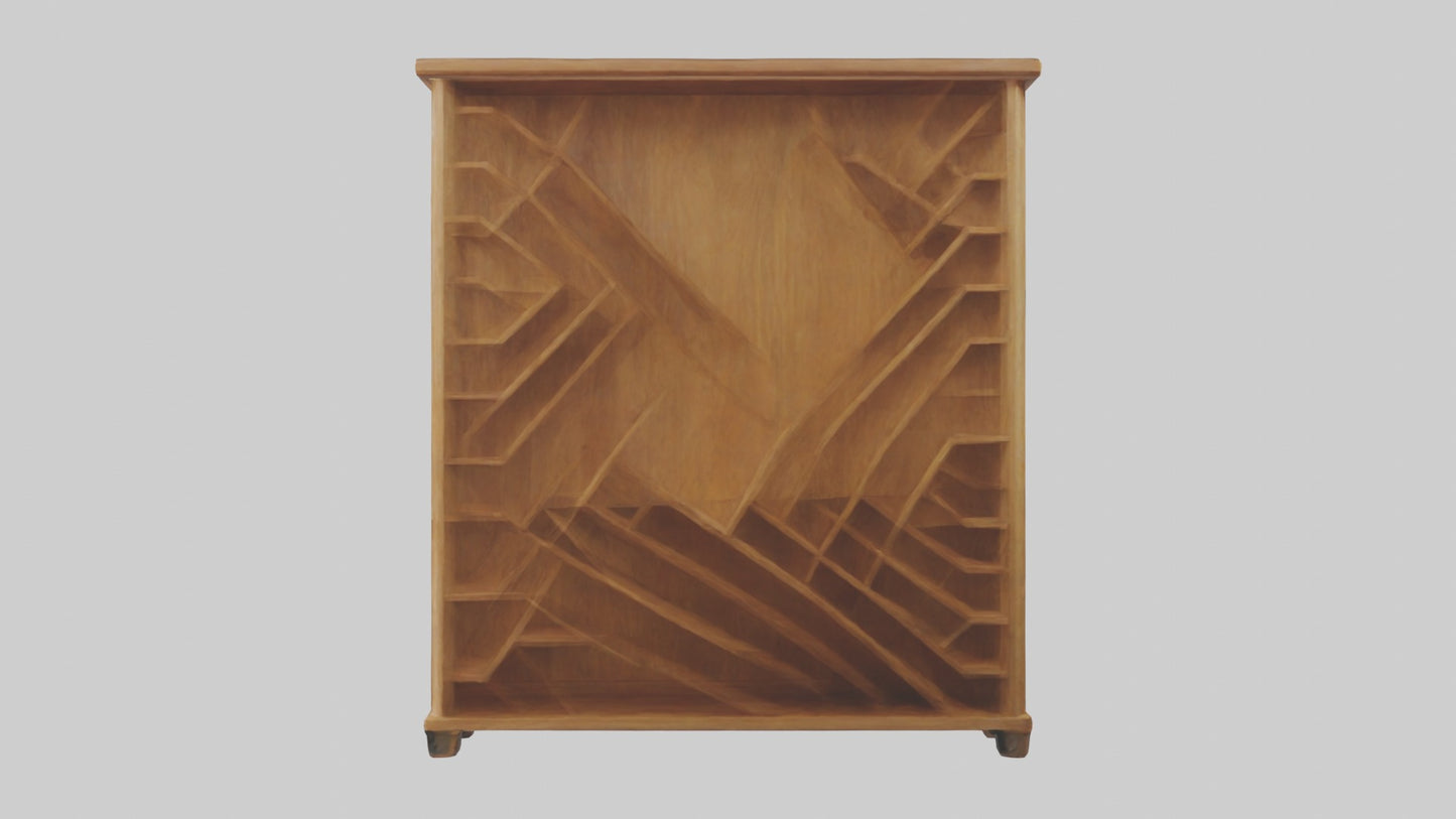 3D model Wooden bookshelf VR / AR / low-poly