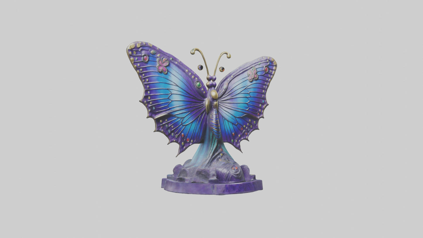 3D model ystic Butterfly statue model VR / AR / low-poly